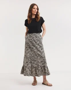 Julipa Linen Skirt| Black Print -Cheap Wovinity Store y07eg546747w