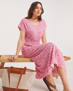 Cheap Wovinity Store 27 Julipa Gathered Waist Jersey Dress| Pink